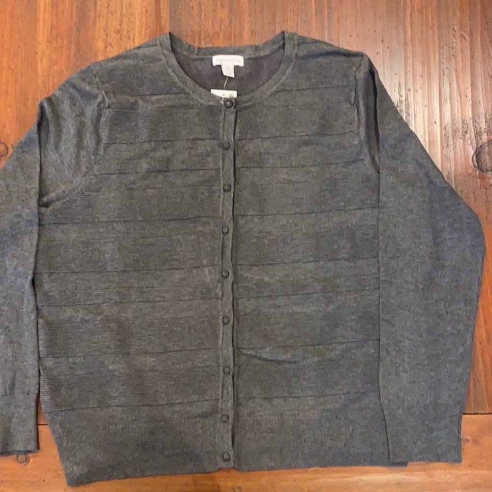 NWT Charter Club Charcoal Gray Long Sleeve Cardigan. Size XXL